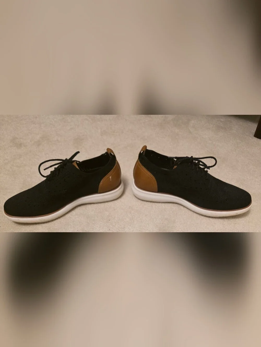 G.H. Bass & Co. Men's - 9.5 Black Knit Casual Dress Shoe Tan Heel & Tongue